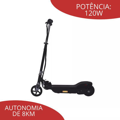 Scooter Eletrica Bivolt Suporta Ate 80kg Autonomia 8 Km Cor Preto Sem Desenho