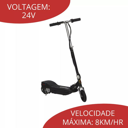 Scooter Eletrica Bivolt Suporta Ate 80kg Autonomia 8 Km Cor Preto Sem Desenho