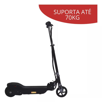 Scooter Eletrica Bivolt Suporta Ate 80kg Autonomia 8 Km Cor Preto Sem Desenho