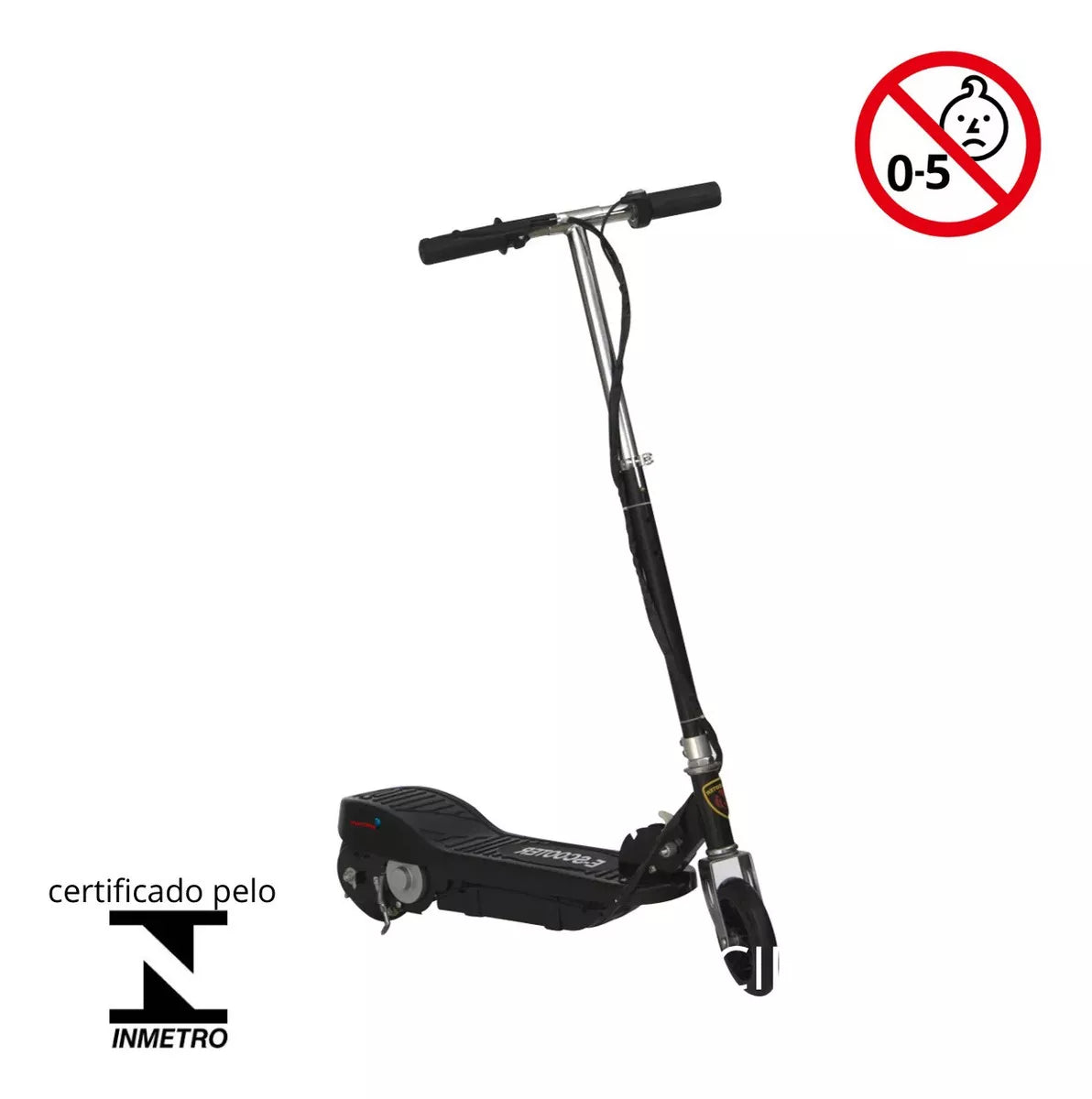 Scooter Eletrica Bivolt Suporta Ate 80kg Autonomia 8 Km Cor Preto Sem Desenho