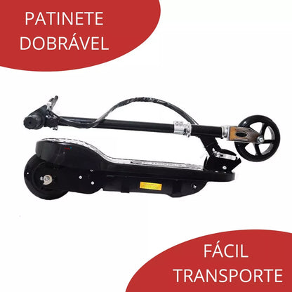 Scooter Eletrica Bivolt Suporta Ate 80kg Autonomia 8 Km Cor Preto Sem Desenho