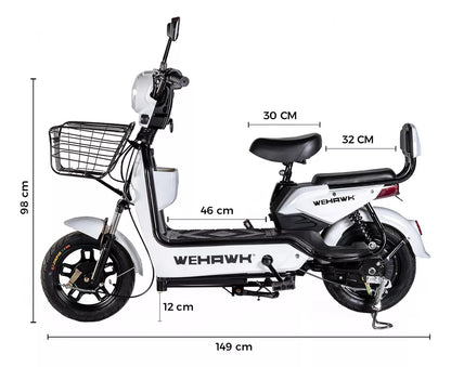 Mini Scooter Elétrica 500w Branca Sem Cnh Até 120kg