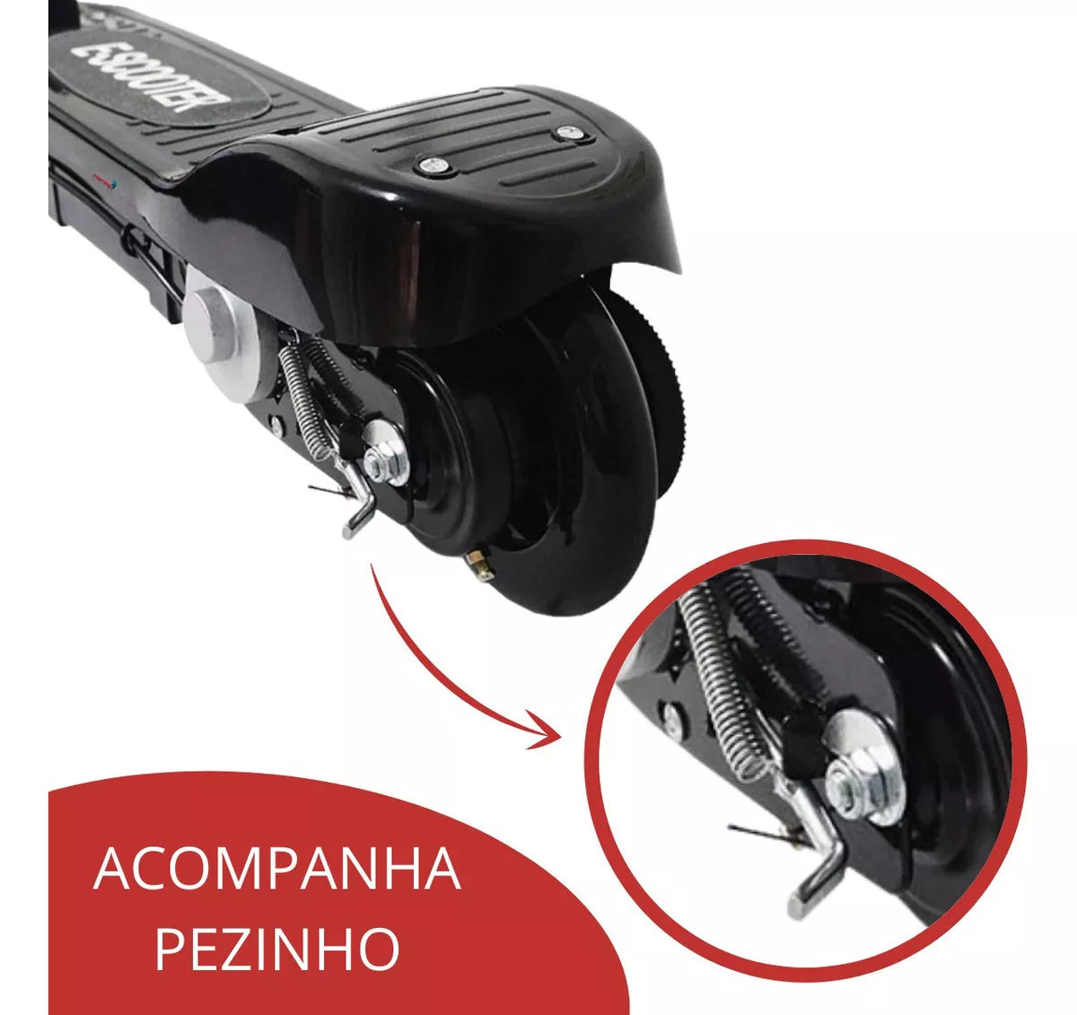 Scooter Eletrica Bivolt Suporta Ate 80kg Autonomia 8 Km Cor Preto Sem Desenho