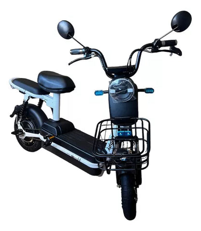 Bicicleta Bike Elétrica Scooter C Cesto Não Precisa Cnh 350w Cor Preto